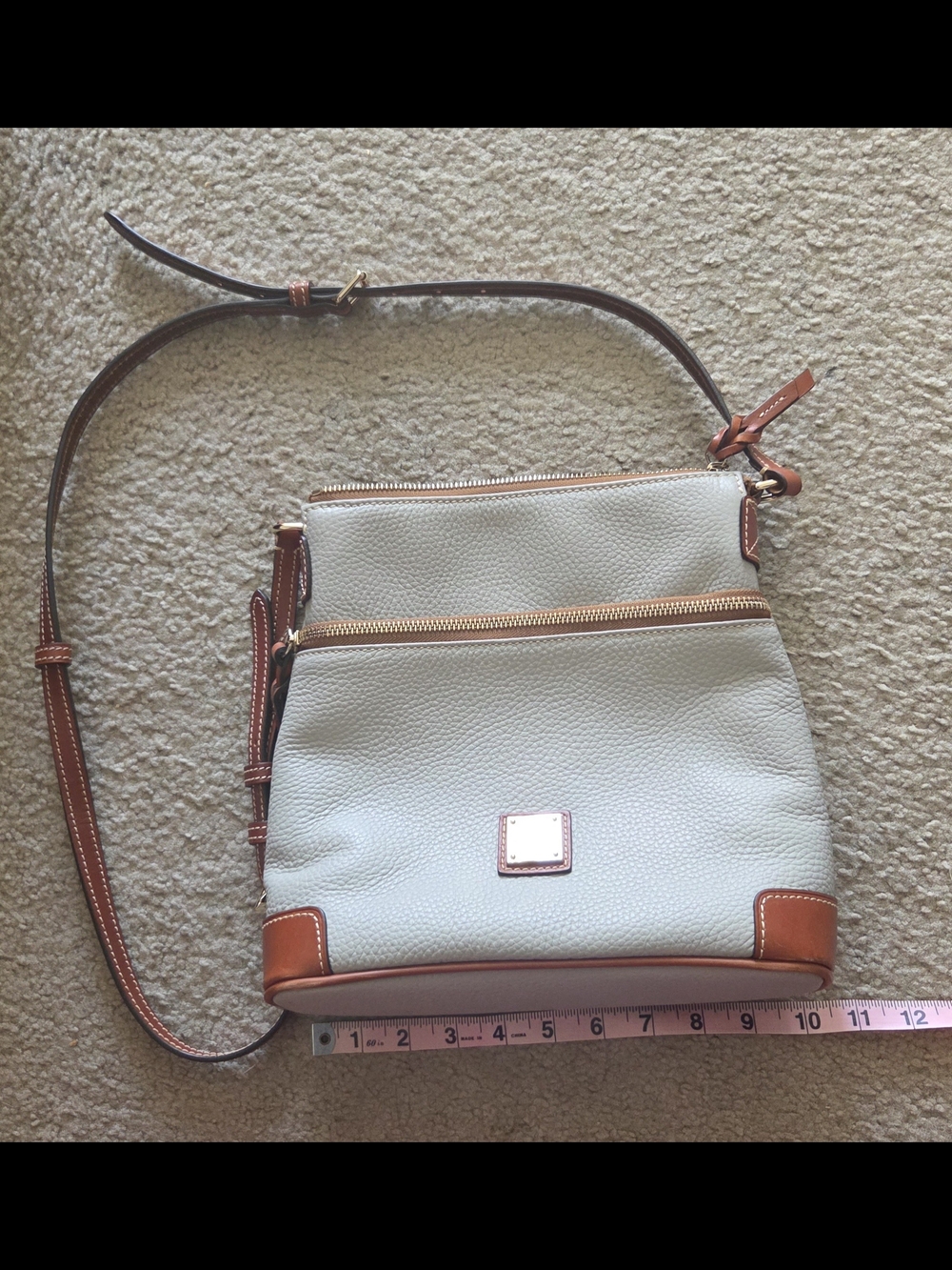 New Dooney & Bourke Grey & Tan Pebbled Crossbody Bag